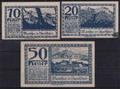 Österreich 10, 20 und 50 Hellerv - Mondsee, rosa/blau -