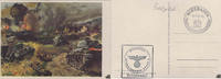 Deutschland Wehrmachts-Postkarte Panzer und Stuka im Angriff Sonderstempel 1940 -