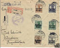 Deutschland R-Brief 1917, Nr. 1, 2 mit Aufdruck Russisch Polen und Nr. 6, 8, 11 und 12 mit Aufdruck Generalgouvernement Warschau -