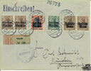 Deutschland R-Brief 1918, Nr. 1 mit Aufdruck Russisch Polen und Nr. 7/8/14 mit Aufdruck Generalgouvernement Warschau -