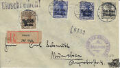 Deutschland R-Brief 1917, Nr. 1/4 mit Aufdruck Russisch Polen und Nr. 6/13 mit Aufdruck Generalgouvernement Warschau -