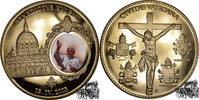 Vatikan Medaille - Papst Benedikt XVI. (19. IV. 2005) vergoldet mit Farbmotiv, PP. -