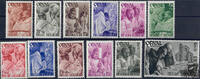 Belgien Belgien ** 1941 - Wiederaufbau der Abtei Orval, Trappistenmönche - 10+15 Centimes bis 5+10 Franc -