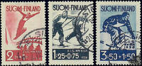 Finnland Finnland o 1938 - Internationale Ski-Wettkämpfe in Lahti - 1.25+0.75 Markka, 2+1 Markka, 3.5+1.5 Markka -