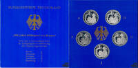 Deutschland 10 Mark 5 x 10 Mark 1998 ADFGJ - Hildegard von Bingen, Silber-Sammlermünzenset, -