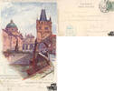 Deutschland Ansichtskarte Monument des Karl IV. von der Karlsbrücke -