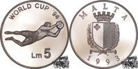 Malta 5 Liri 5 Liri 1993 - Fußball, Sprung nach dem Ball -