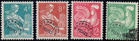 Frankreich Frankreich Satz ** 1954 - 48 Francs - Freimarken mit Vorausentwertung, Bäuerin und gallischer Hahn -