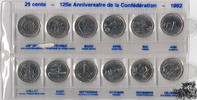 12 x 25 Cent 12 x 25 Cents 1992 - 125 Jahre Konföderation -