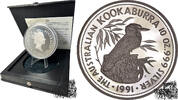 Australien  50 Dollar 1991 - Kookabura - 10oz Silber - im Originaletui mit Zertifikat PP