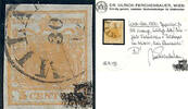Österreich 1850 o - 5 Centesimi Handpapier - Nr.1 H Ib - orange - Attest Ferchenbauer -