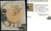 Österreich 1850 o - 5 Centesimi Handpapier - Nr.1 H Ib - orange - Attest Ferchenbauer -
