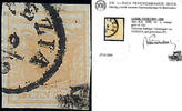 Österreich 1850 o - 5 Centesimi Handpapier - Nr.1 H Ib - orange-gelb - Attest Ferchenbauer -