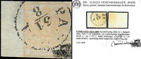 Österreich 1850 o - 5 Centesimi Handpapier - Nr.1 H Ij - hellgelbocker - Attest Ferchenbauer -