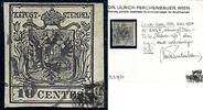Österreich 1854 o - 10 Centesimi Maschinenpapier - Nr.2 M IIIa - schwarz - Attest Ferchenbauer -