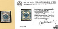 Österreich Zeitungsstempelmarke 1858 o - 1 Kreuzer - Doppeladler - Nr. 2 Typ I b -