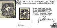 Österreich 1859 o Brfst. - 3 Soldi - Nr. 7 II a - schwarz - Attest Ferchenbauer