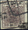Österreich 1850 o - 30 Centesimi Handpapier - Nr.4 H I b - tiefdunkelbraun -