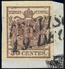 Österreich 1850 o, Brfst. - 30 Centesimi Handpapier - Nr.4 H I d - rötlichbraun -