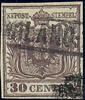 Österreich 1850 o - 30 Centesimi Handpapier - Nr.4 H I b - tiefdunkelbraun -
