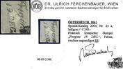 Österreich 1860 o - 1.05 Kreuzer - Zeitungsmarke Kaiserkopf nach rechts - hellgrau - mit Attest: Dr. Ferchenbauer -