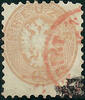 Österreich 1864 o - 15 Kreuzer - Doppeladler im Oval - braun - roter Stempel - dezentriert -