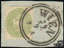 Österreich 1863 o, Brfstk. - 3 Kreuzer - Doppeladler im Oval - grün -