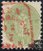 Österreich 1863 o - 3 Kreuzer - Doppeladler im Oval - grün - roter Stempel -