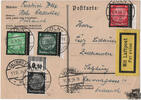 3. Reich - Nr. 512+549+550+552 Hindenburg Trauerrand auf Luftpost-Karte -