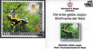 Liechtenstein 2018 ** - Feuersalamander im Moos - mit gelber Jaspis Trommelstein - Hermann E. Sieger -