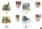 Uganda Uganda 1983 FDC - 5-70 Sh - Weltweiter Naturschutz: Afrikanischer Elefant - Satz -