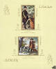 Vereinigte Arabische Emirate Ajman 1968 ** - 2 x 5 R - Gemälde: Jagdhunde - Block -