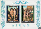 Vereinigte Arabische Emirate Ajman 1968 ** - 2 x 5 R - Gemälde: Adam und Eva - Block -