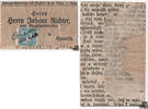 Österreich Österreich 1851 Zeitungsmarke Merkur auf Zeitungsausschnitt -