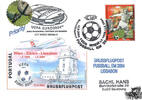 Portugal 2004 FDC - 0,10 + 0,55 € - Fußball-Europameisterschaft (IV): EM-Ball (I) - Kombination - Grussflugpost -