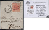 Lombardei-Venetien 1850 - Nr. 3 H IIb auf Brfst. mit schwarzen Muschel-Stempel