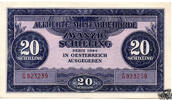20 Schilling 1944 - Allierte Militärbehörde - KN tiefbraun - bankfrisch -