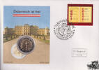 Österreich 2 € Münze + 0,55 € Briefmarke Euro Numisbrief Österreich - 50 Jahre Staatsvertrag, Innsbruck -