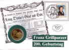 20,- Münze + 4,50 Briefmarke Schilling Numisbrief Österreich - 200. Geburtstag Franz Grillparzer -