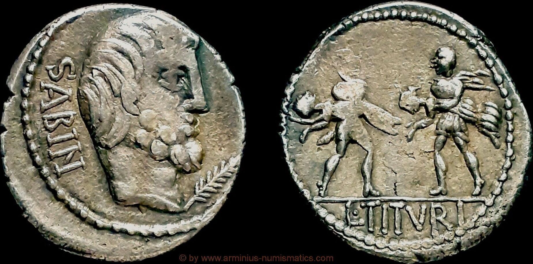 Roman Republic Denar 89 v. Chr. Münzmeister Lucius Titurius Sabinus