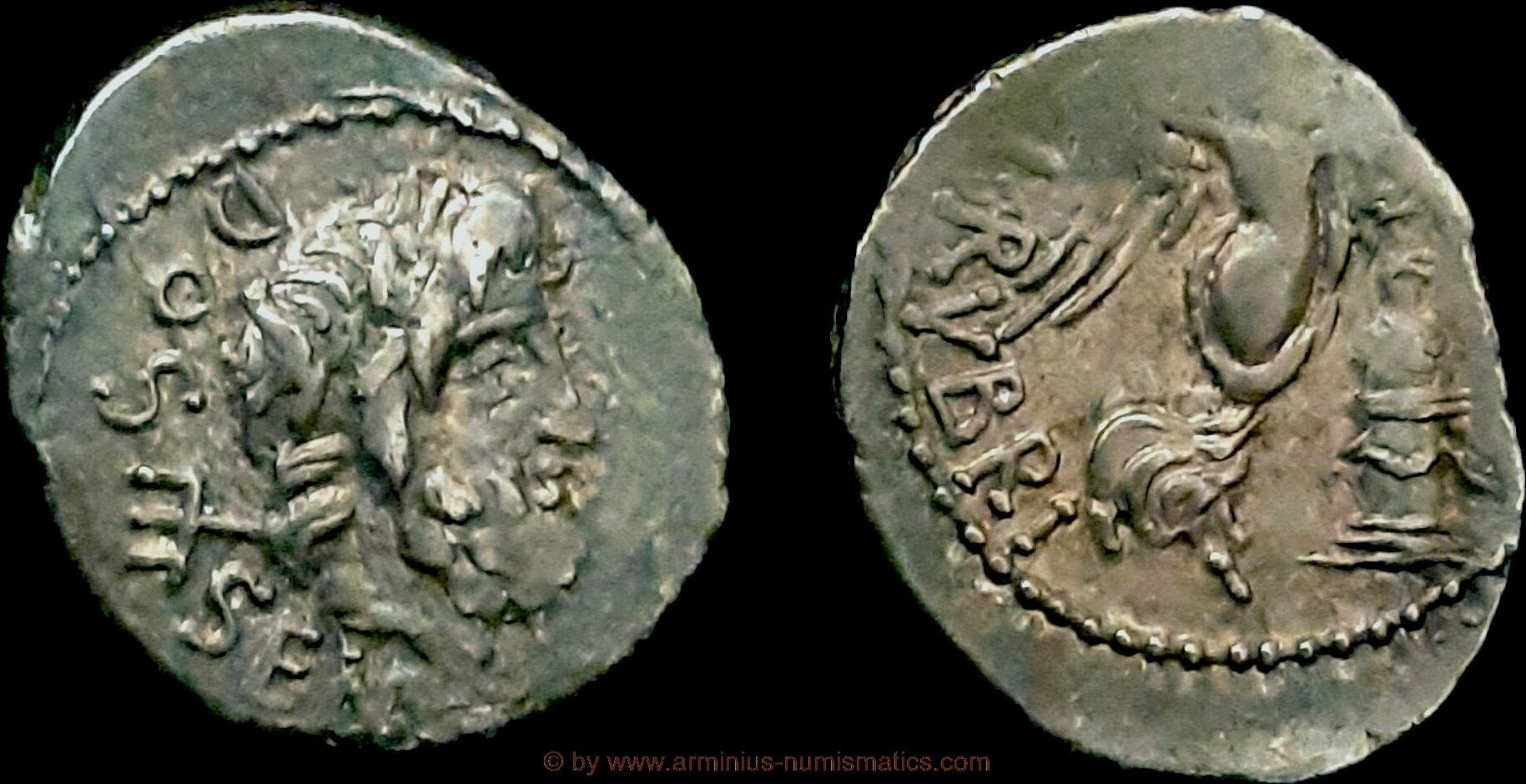 Roman Republic Quinarius 87 v. Chr. Münzmeister Lucius Rubrius Dossenus