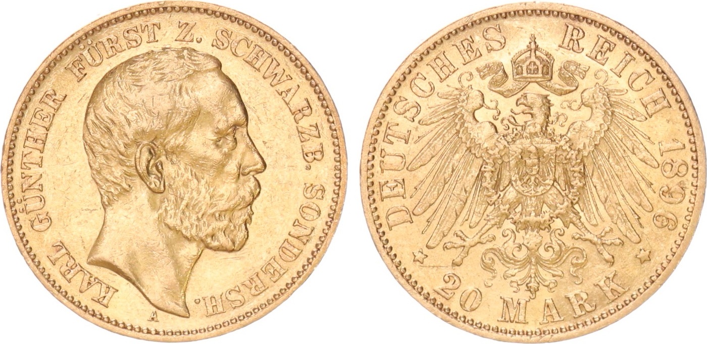 SchwarzburgSondershausen 20 Mark 1896 Karl Günther 18801909 vz