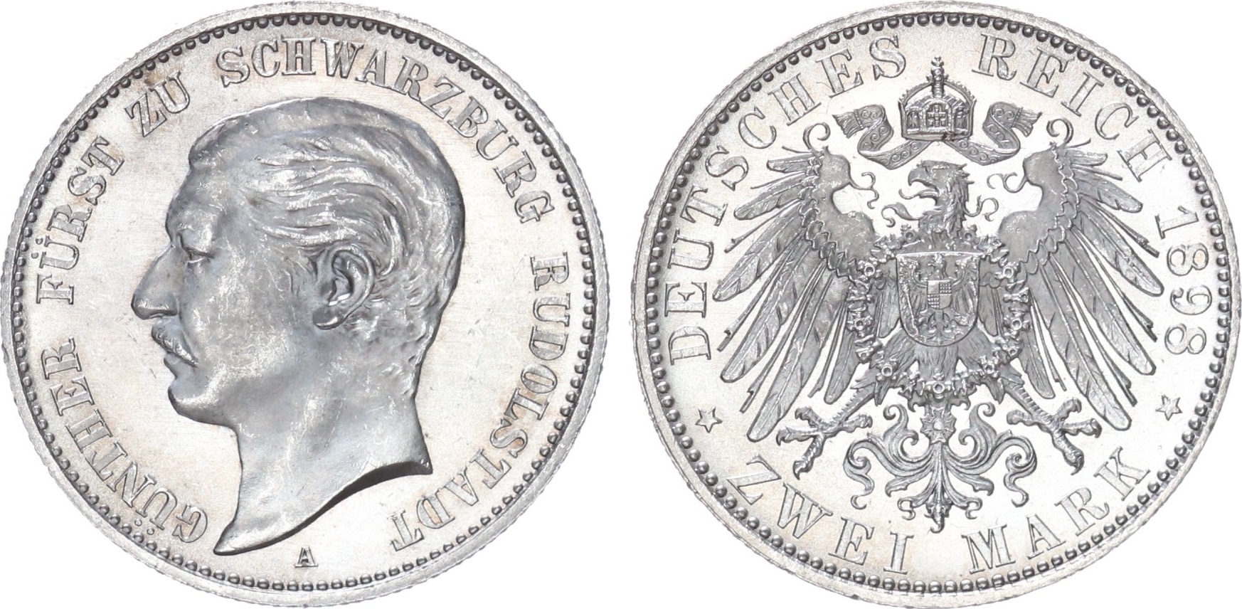 Schwarzburg Rudolstadt 2 Mark 1898 Fürst Günther Victor 18901918