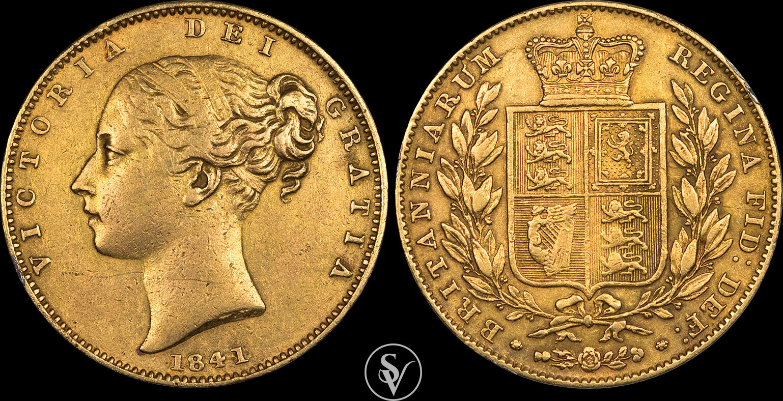 Great Britain 1 sovereign 1841 Victoria shield
