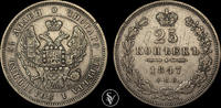 Russia 25 kopek 1847 Nicholas I  200,00 EUR  zzgl. 20,00 EUR Versand