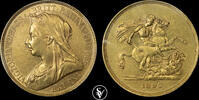Great Britain 5 Pound Victoria Veil head -