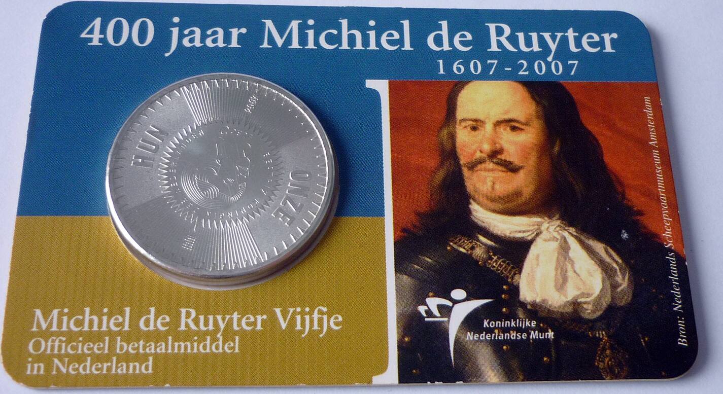 Niederlande 5 Euro 2007 in Coincard - 400. Geburtstag von Michiel de