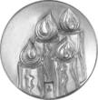 Deutschland, BRD, Germany  Kunstmedaille - Weihnachtstaler in Hochrelief (Engel mit Harfe) ST in OVP