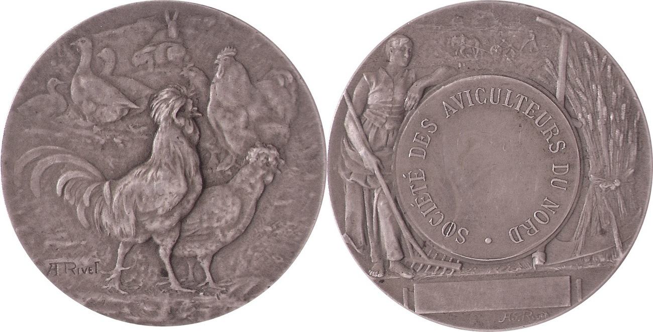 Médaille Société des Agriculteurs du Nord par Adolphe Rivet 50 mm 58.8