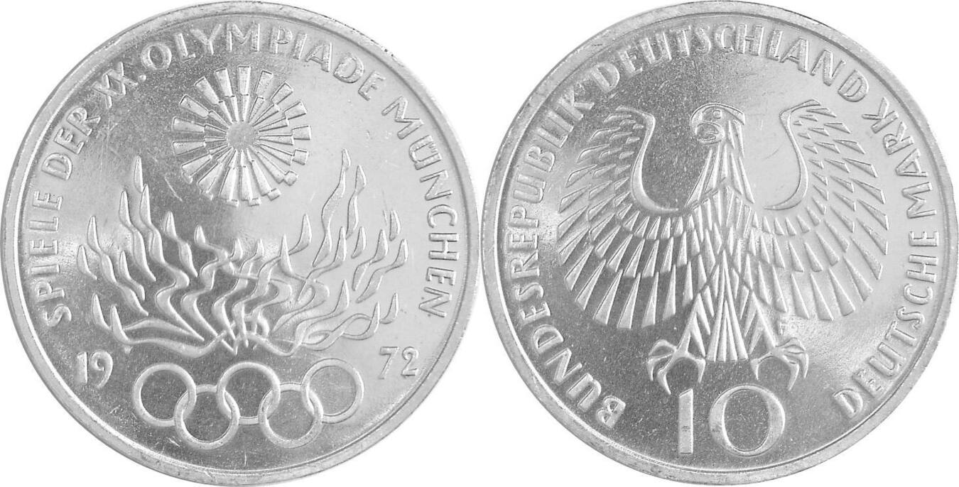 Deutschland, BRD, Germany 10 DM 1972 (F) XX. Olympische Sommerspiele